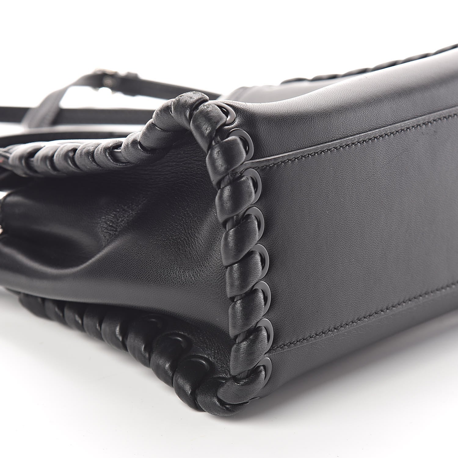 Fendi Nappa Lace Up Mini Peekaboo Iconic Satchel Black 8 of 9