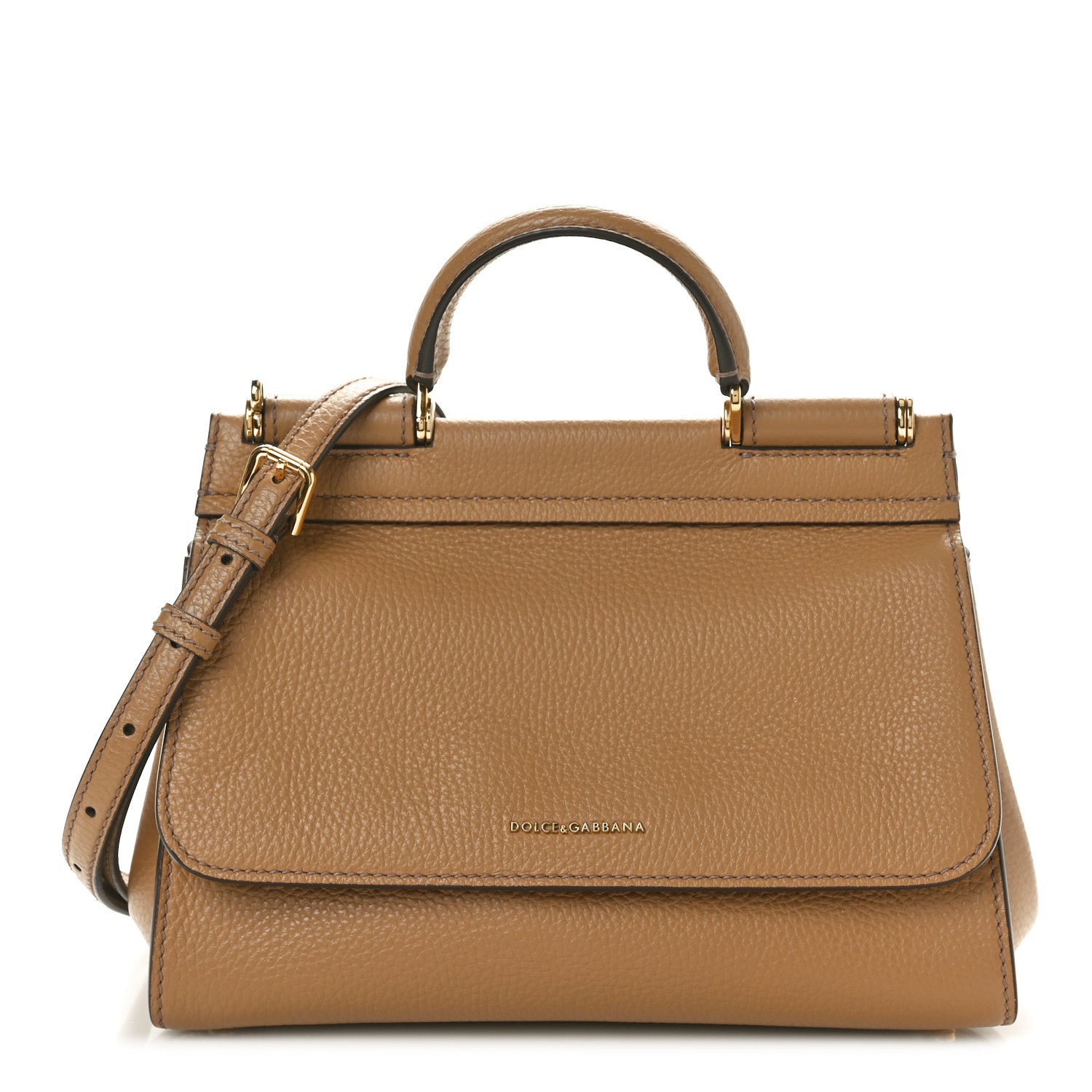 Dolce & Gabbana Calfskin Small Sicily Soft Satchel Brown 1 of 9
