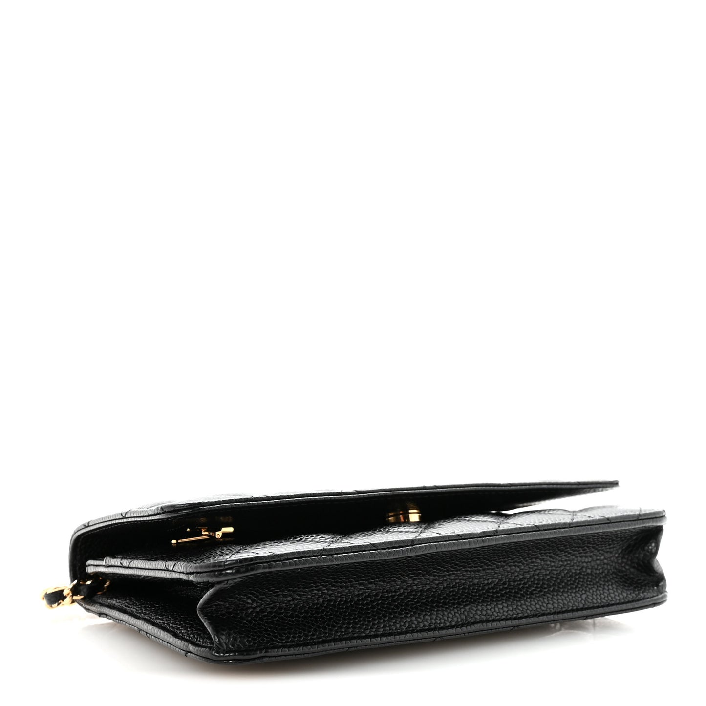Caviar Quilted Wallet on Chain WOC Black