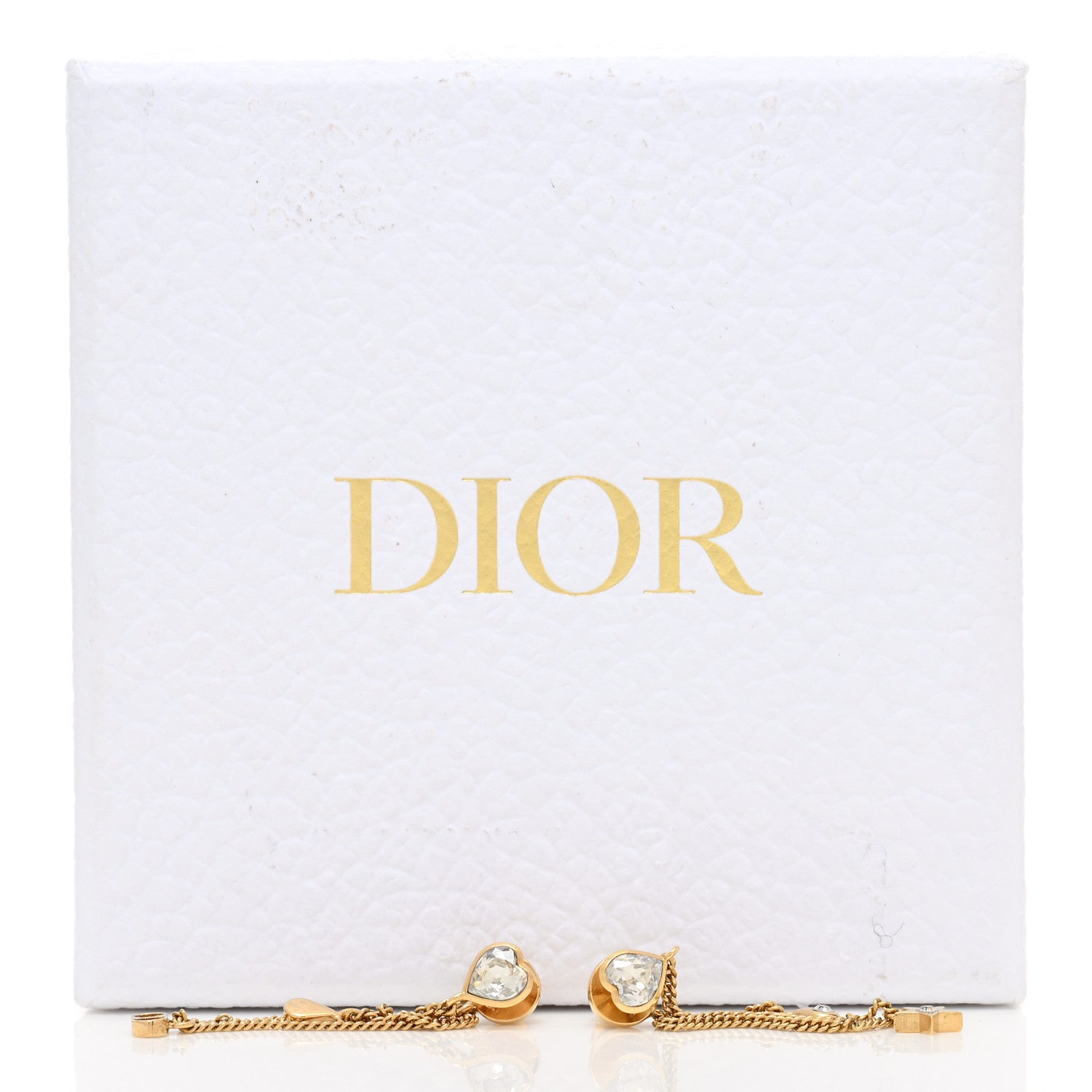 Christian Dior Crystal Heart Dangle Chain Earrings Gold 5 of 5