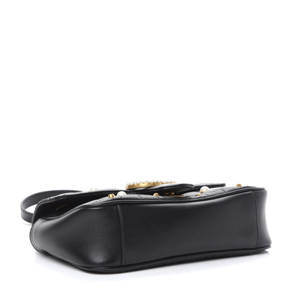 Gucci Calfskin Matelasse Studded Mini Pearly GG Marmont Shoulder Bag Black 4 of 11