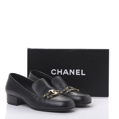 Chanel Calfskin CC Mocassin Loafers 38.5 Black 9 of 9