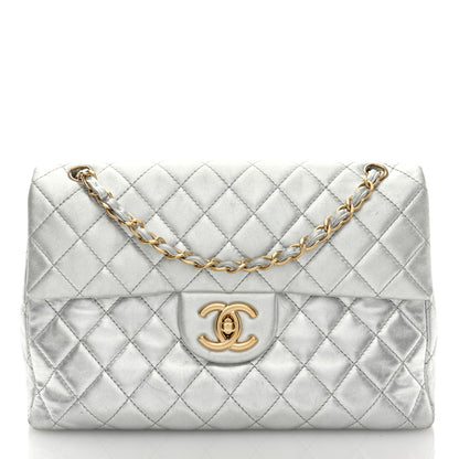 Chanel Metallic Lambskin Quilted Maxi Single Flap Silver 1 of 10
