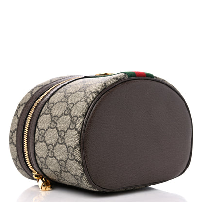 Gucci GG Supreme Monogram Textured Calfskin Web Ophidia Vanity Cosmetic Case Beige Ebony New Acero 4 of 9