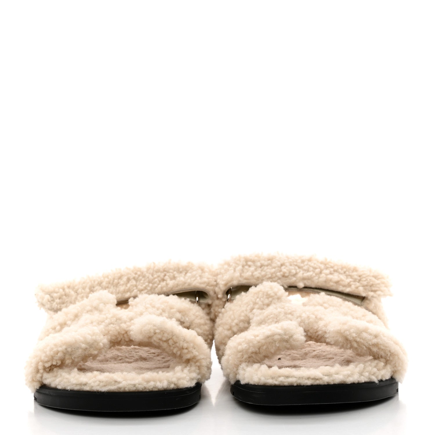 Hermes Woolskin Womens Chypre Sandals 41 Ecru 2 of 8