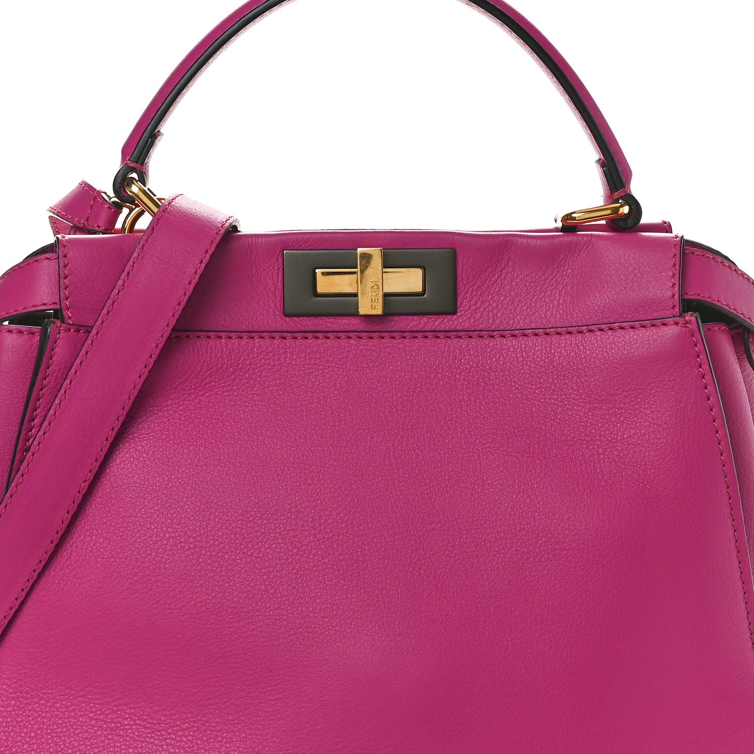 Fendi Vitello Seta Medium Peekaboo Iconic Satchel Magenta 7 of 10