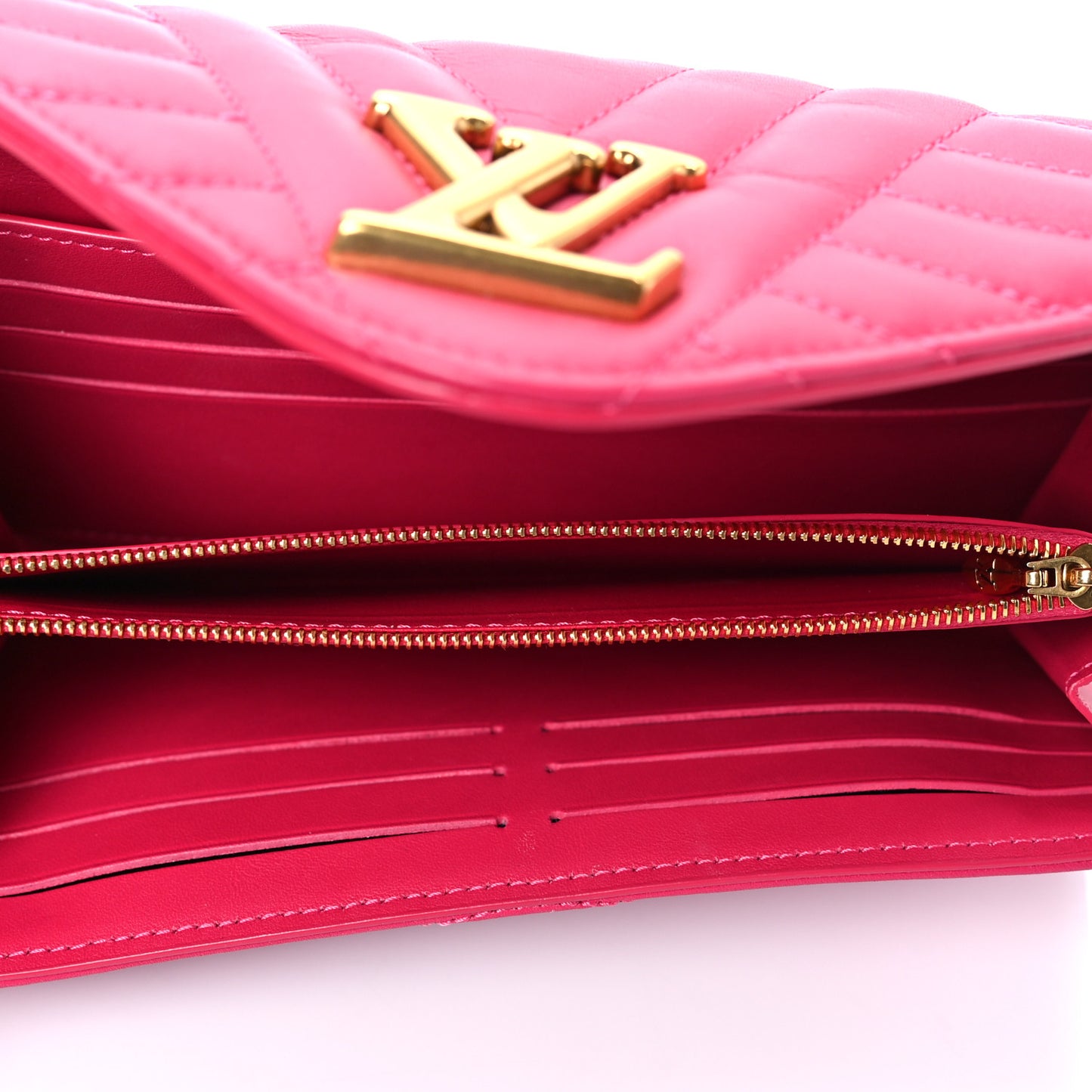 Calfskin New Wave Long Wallet Rouge