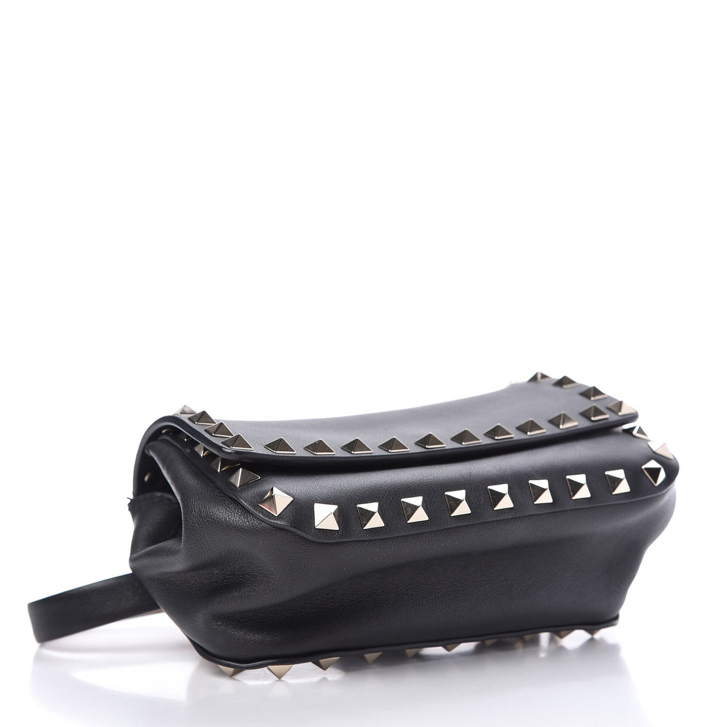 Calfskin Rockstud Belt Bag Black