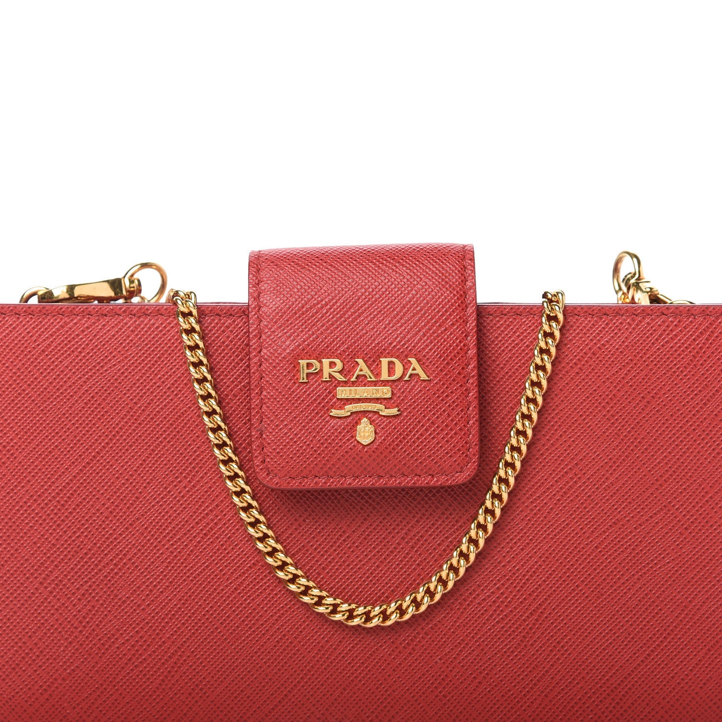 Saffiano Metal Phone Wristlet Crossbody Wallet Rosso