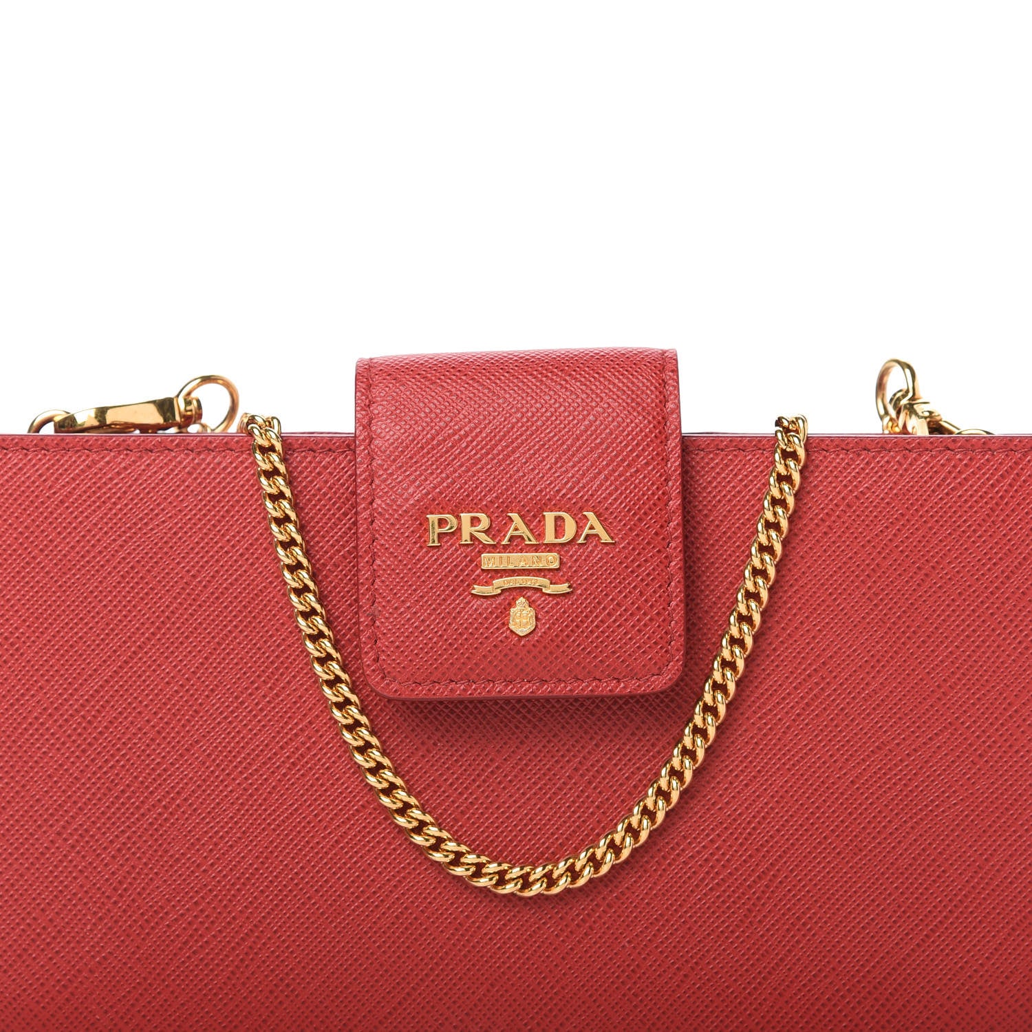 Prada Saffiano Metal Phone Wristlet Crossbody Wallet Rosso 9 of 9