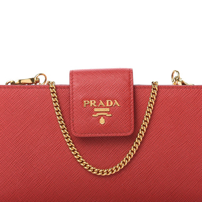 Prada Saffiano Metal Phone Wristlet Crossbody Wallet Rosso 9 of 9