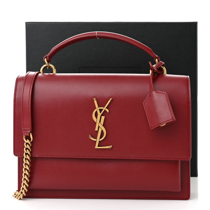 Saint Laurent Smooth Calfskin Medium Monogram Sunset Satchel Rouge Opyum 12 of 12