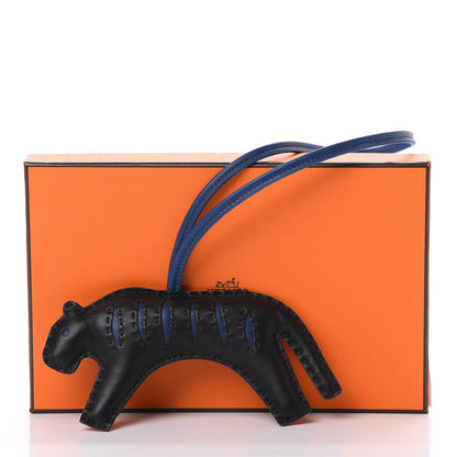 Hermes Milo Lambskin Rooroo Bag Charm Black Bleu de Malte 4 of 4