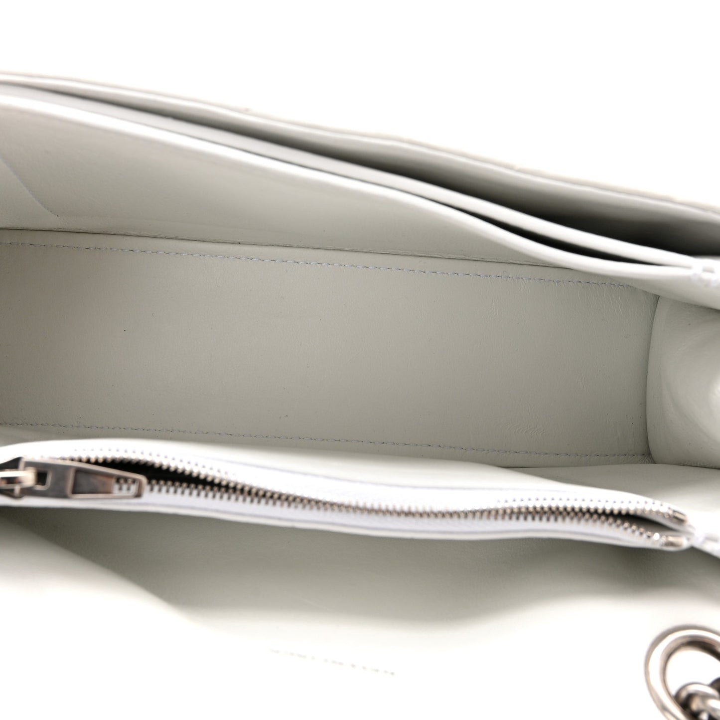 Crushed Calfskin Quilted Small Crush Chain Bag Optic White