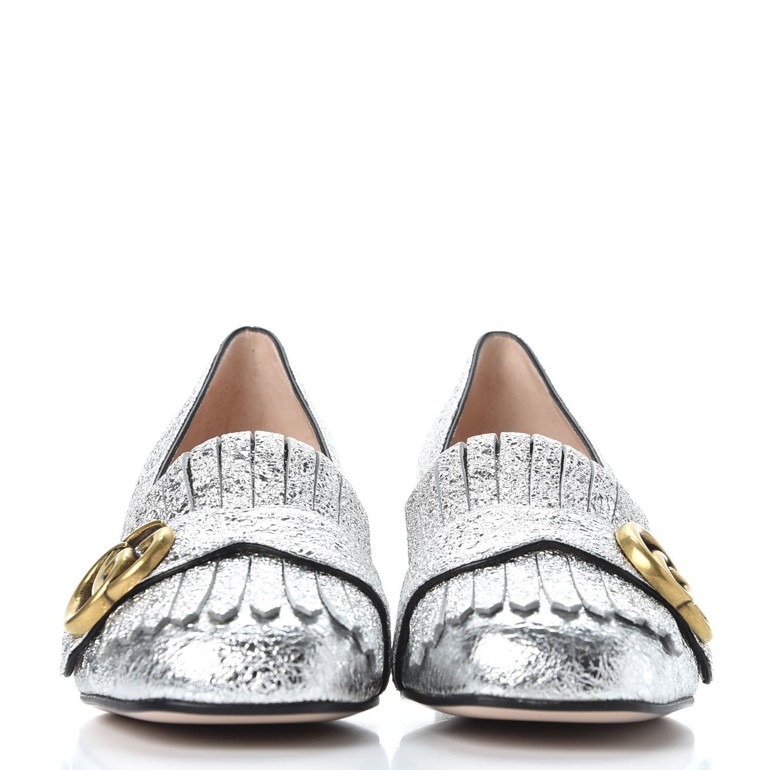 Gucci Galassia GG Marmont Fringe 50mm Loafer Pumps 36.5 Argento 2 of 11