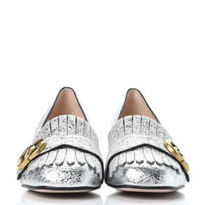 Gucci Galassia GG Marmont Fringe 50mm Loafer Pumps 36.5 Argento 2 of 11