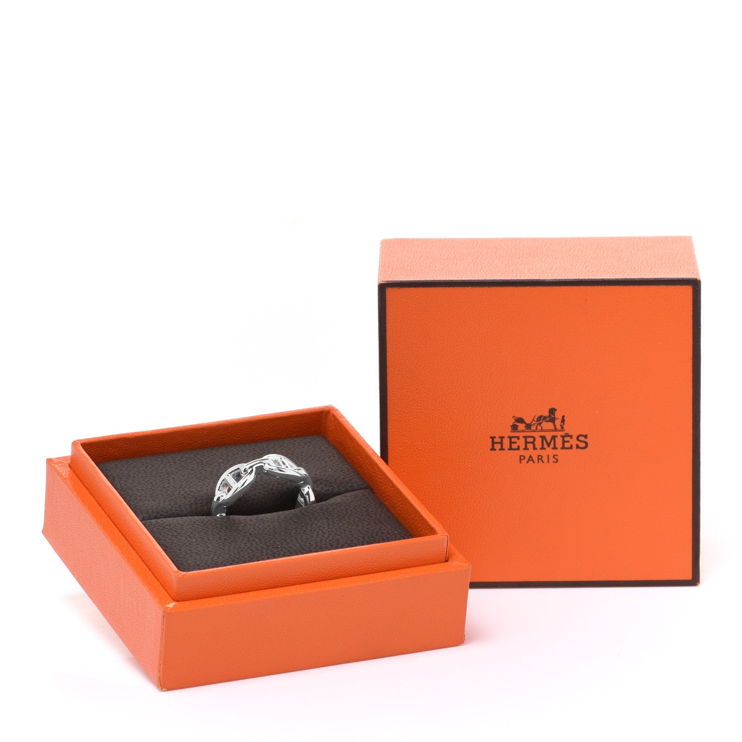 Hermes Sterling Silver PM Chaine d'Ancre Enchainee Band Ring 52 6 6 of 6