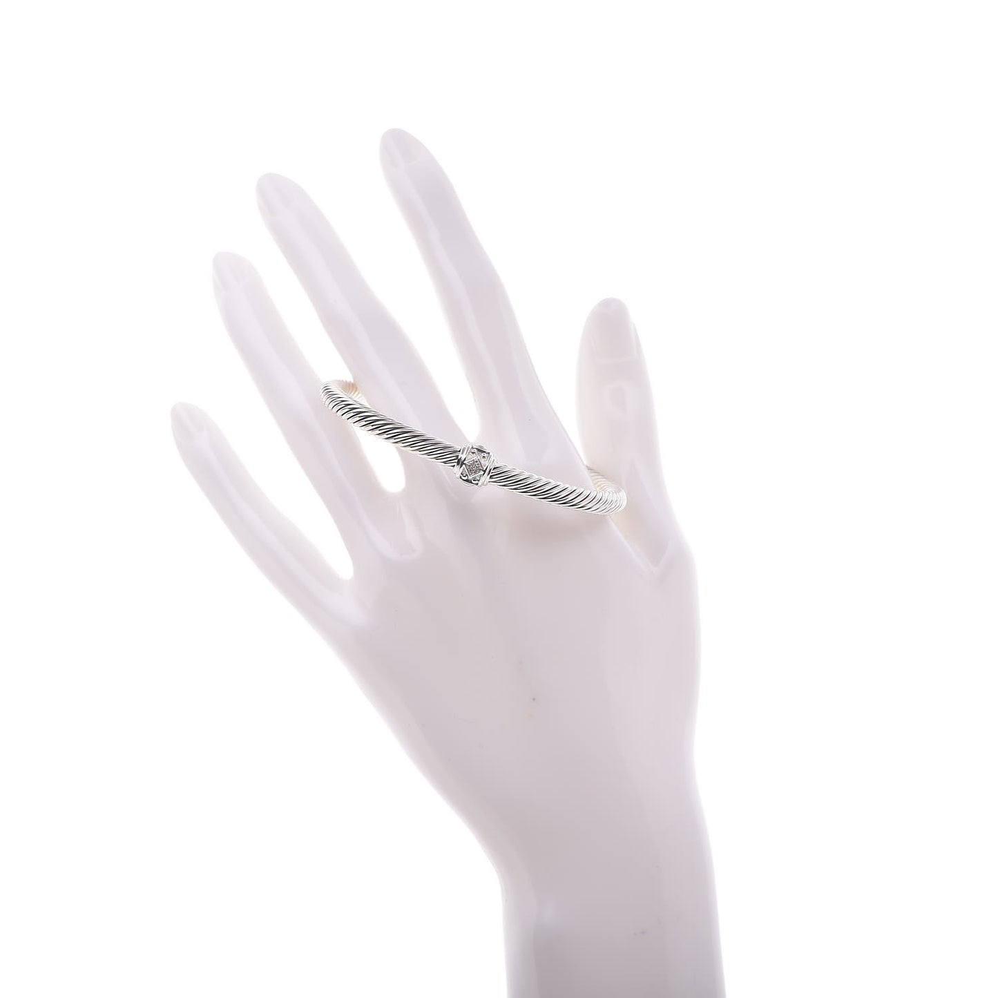 Sterling Silver Diamond 5mm Cable Renaissance Station Bracelet