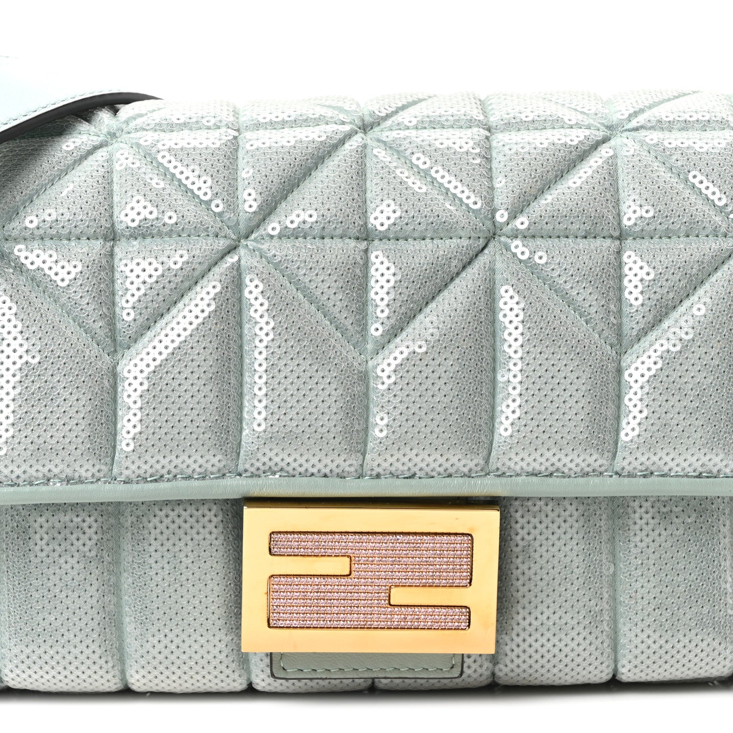 Fendi Sequin Paillettes Nappa Baguette Light Blue 1909294