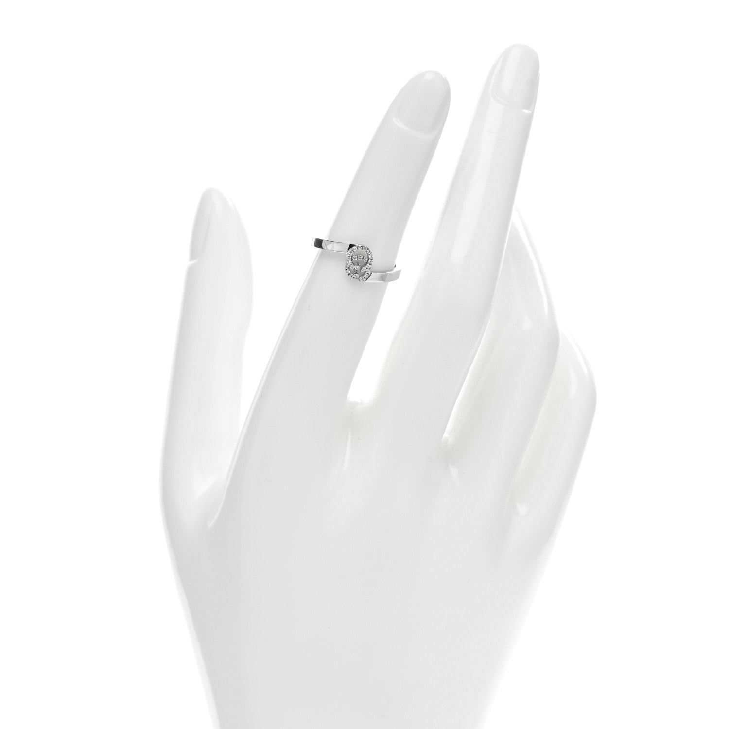 Gucci 18K White Gold Diamond Running G Ring 49 4.75 2 of 5