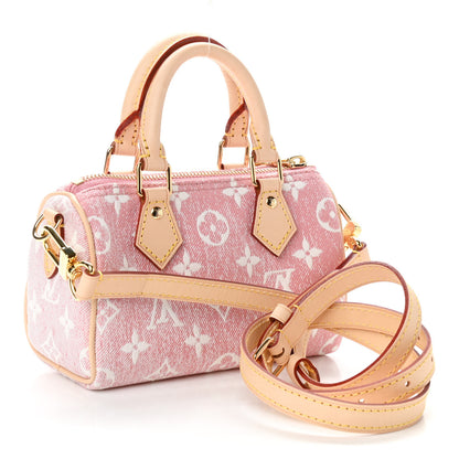 Louis Vuitton Monogram Jacquard Denim Nano Speedy Bandouliere Pink 3 of 10