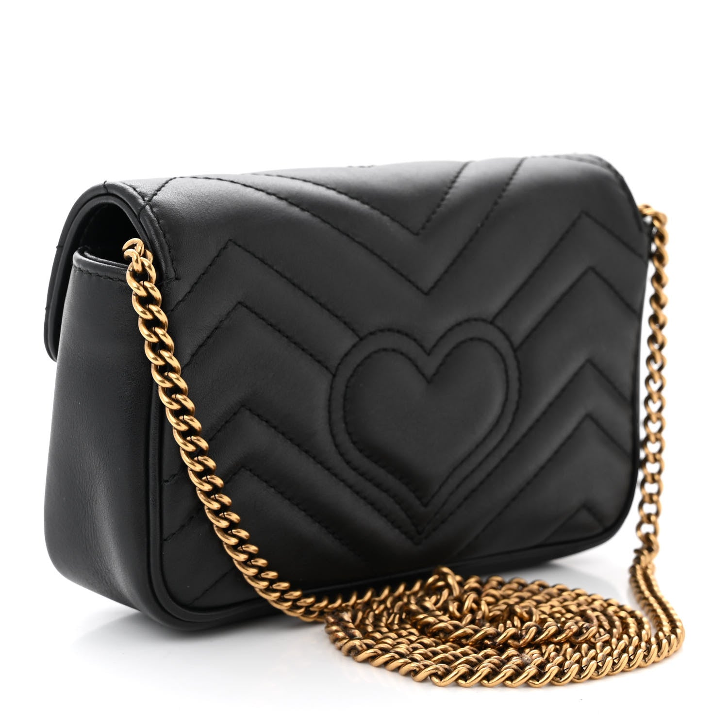 Gucci Calfskin Matelasse Super Mini GG Marmont Shoulder Bag Black 3 of 10