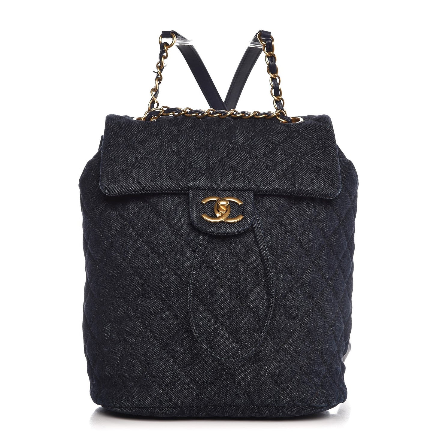 Washed Denim Quilted Small Urban Spirit Backpack Dark Blue
