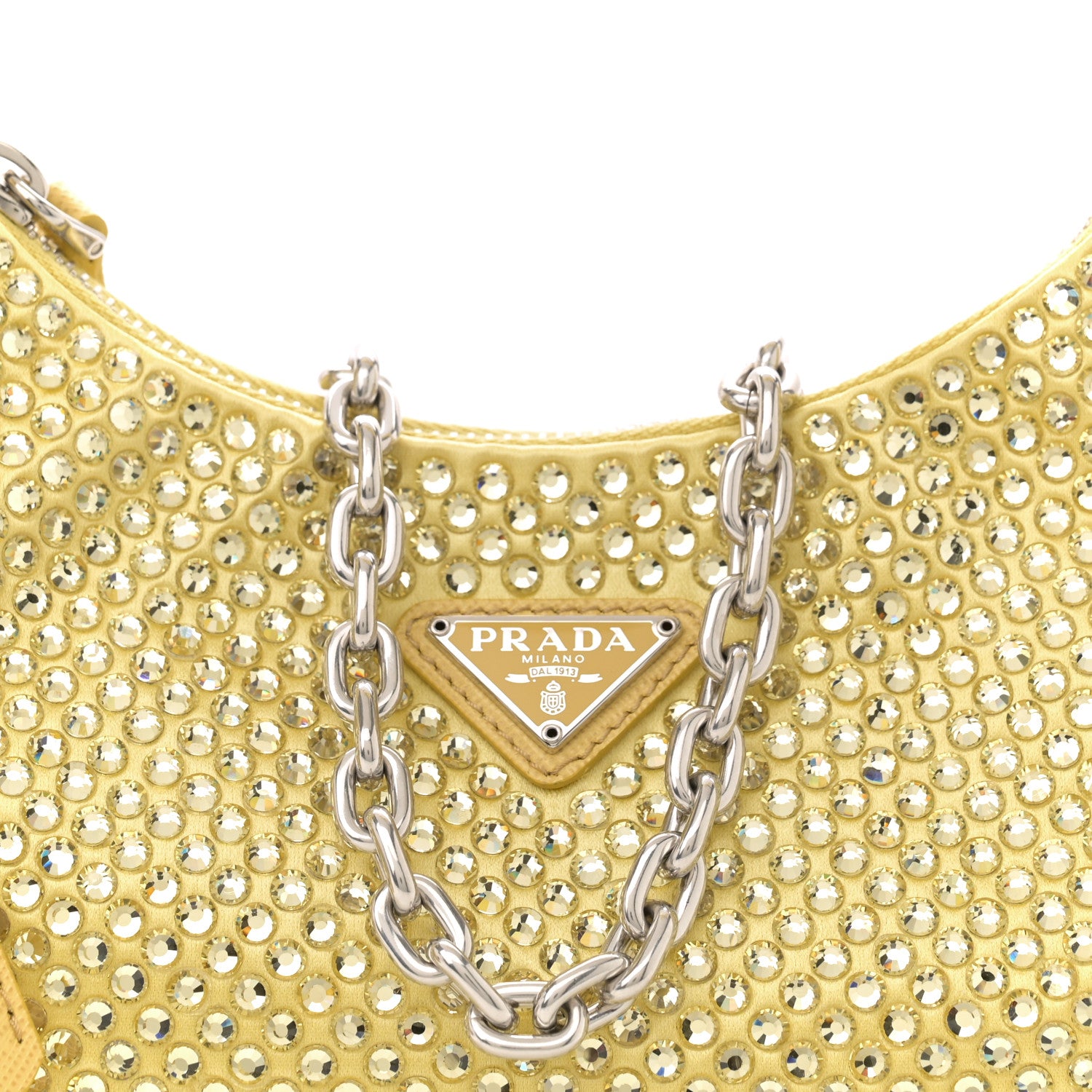 Prada Satin Crystal Re-Edition 2005 Shoulder Bag Ananas 8 of 11
