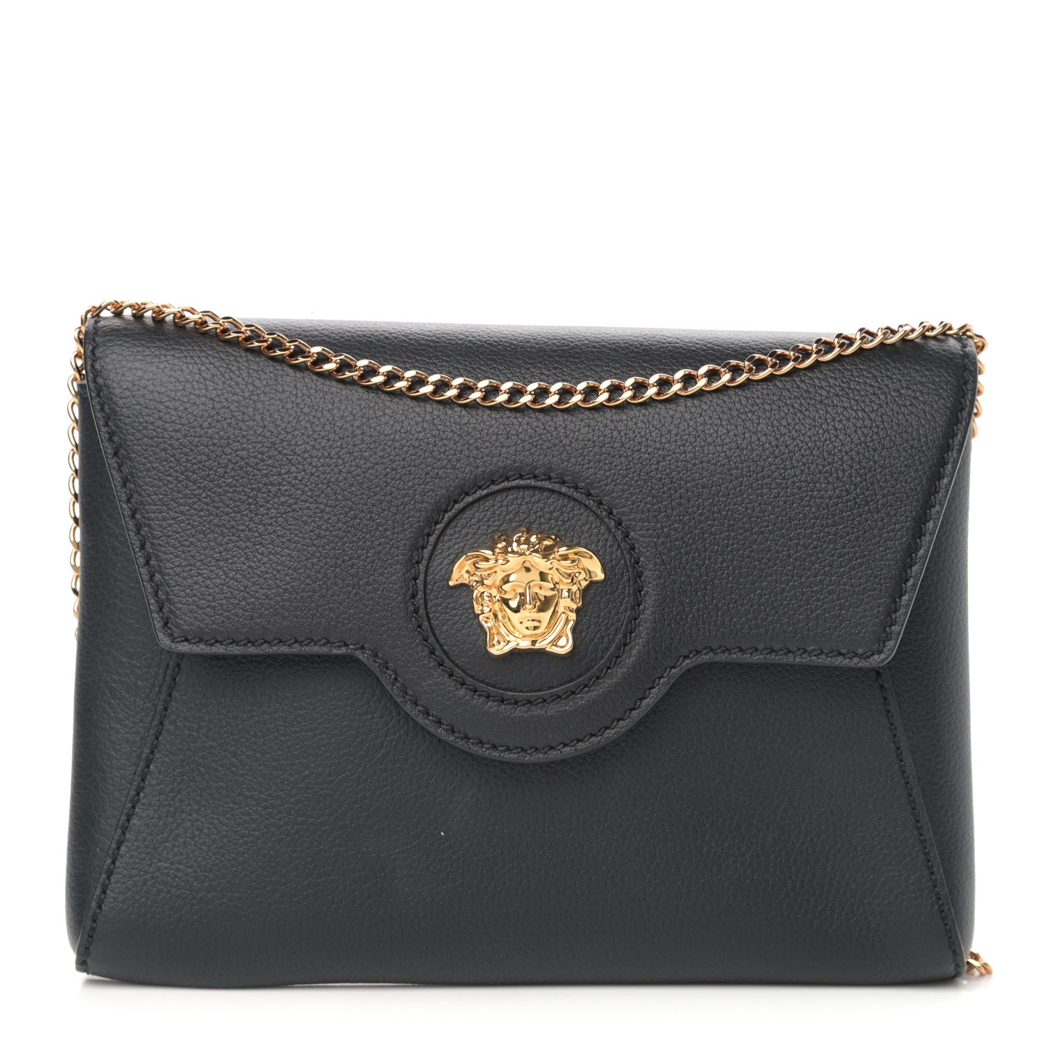 Versace Grained Calfskin La Medusa Chain Crossbody Bag Black 1 of 22