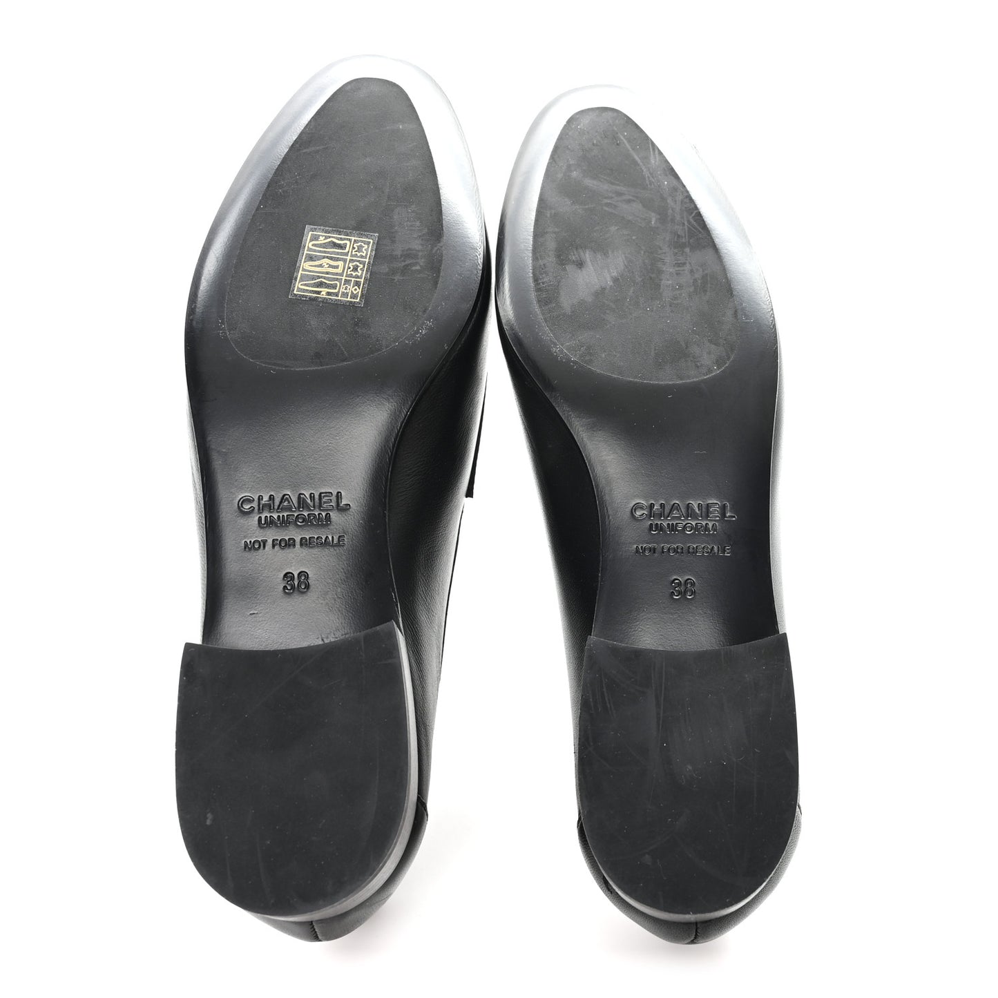Calfskin Womens Stitched CC Loafers 38 Black