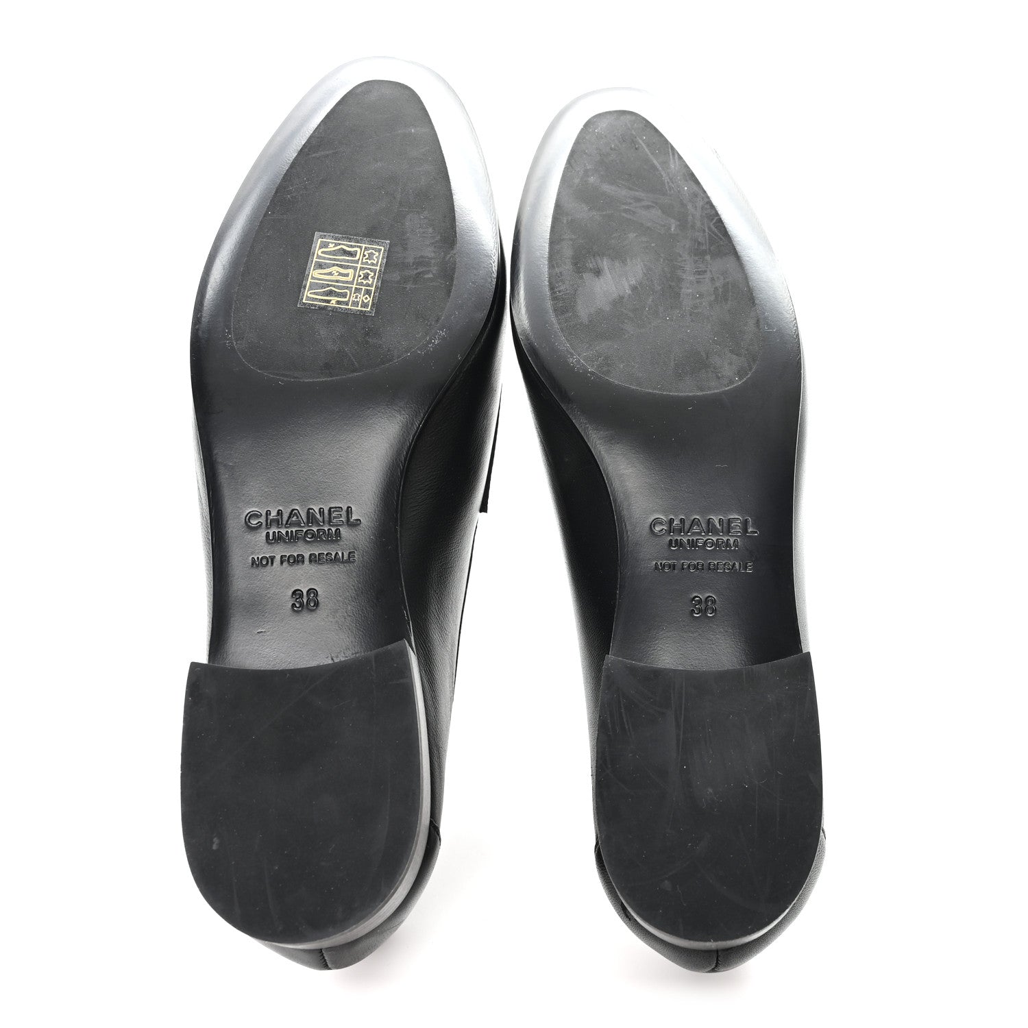 Chanel Calfskin Womens Stitched CC Loafers 38 Black 6 of 9