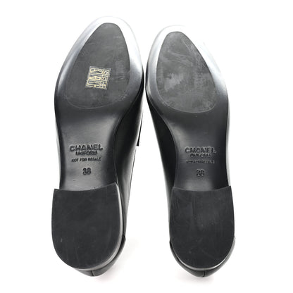 Chanel Calfskin Womens Stitched CC Loafers 38 Black 6 of 9