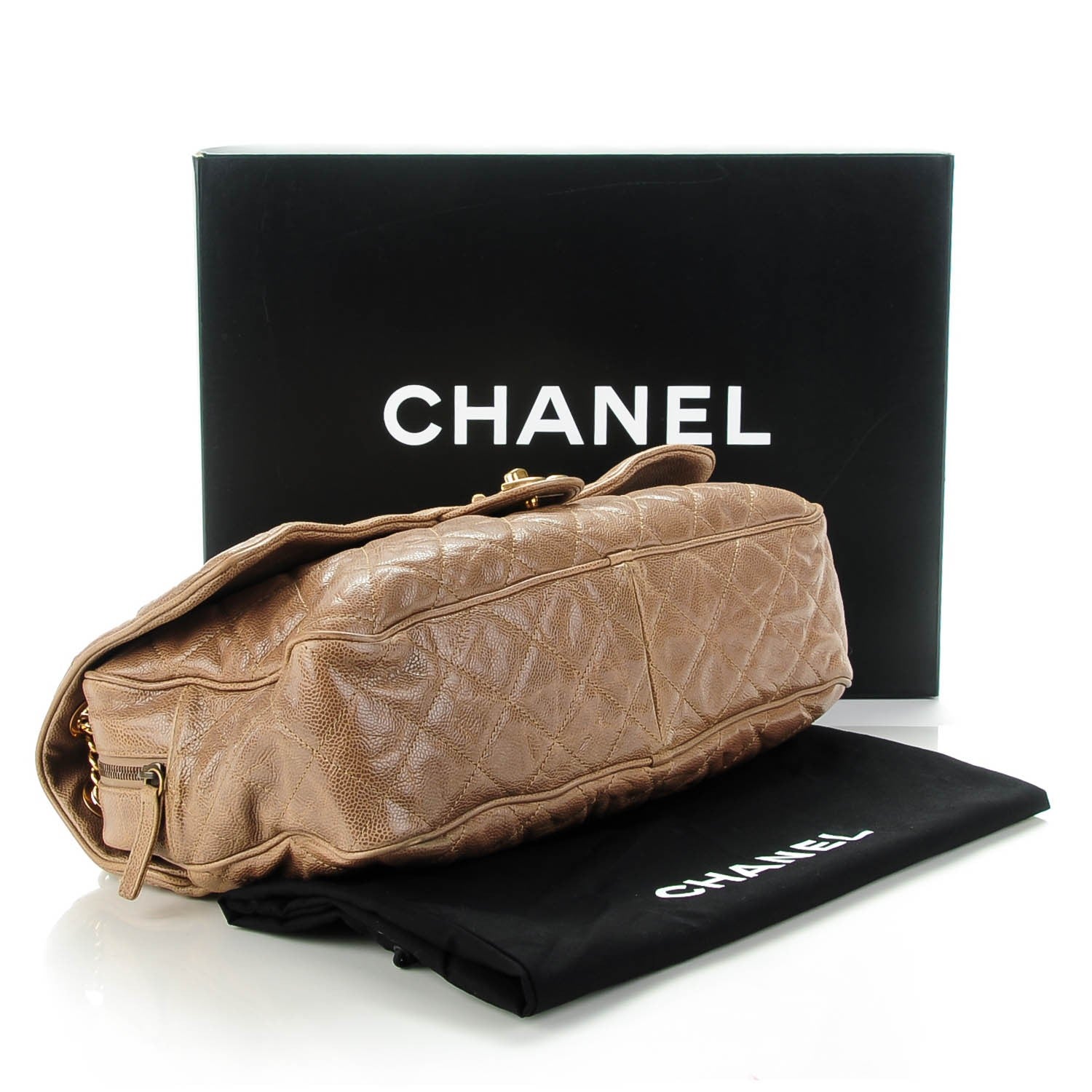 Chanel Crumpled Grained Calfskin Quilted Maxi Shiva Flap Beige 4 of 7