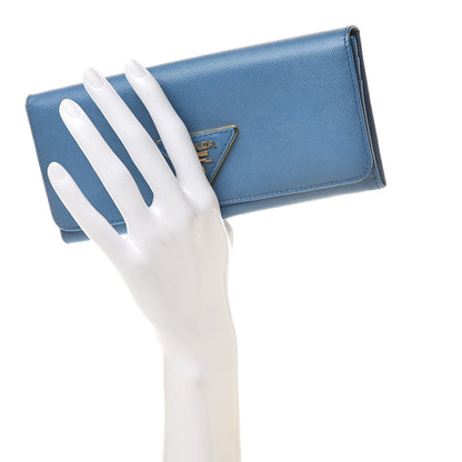 Prada Saffiano Continental Flap Wallet Cobalto 2 of 13
