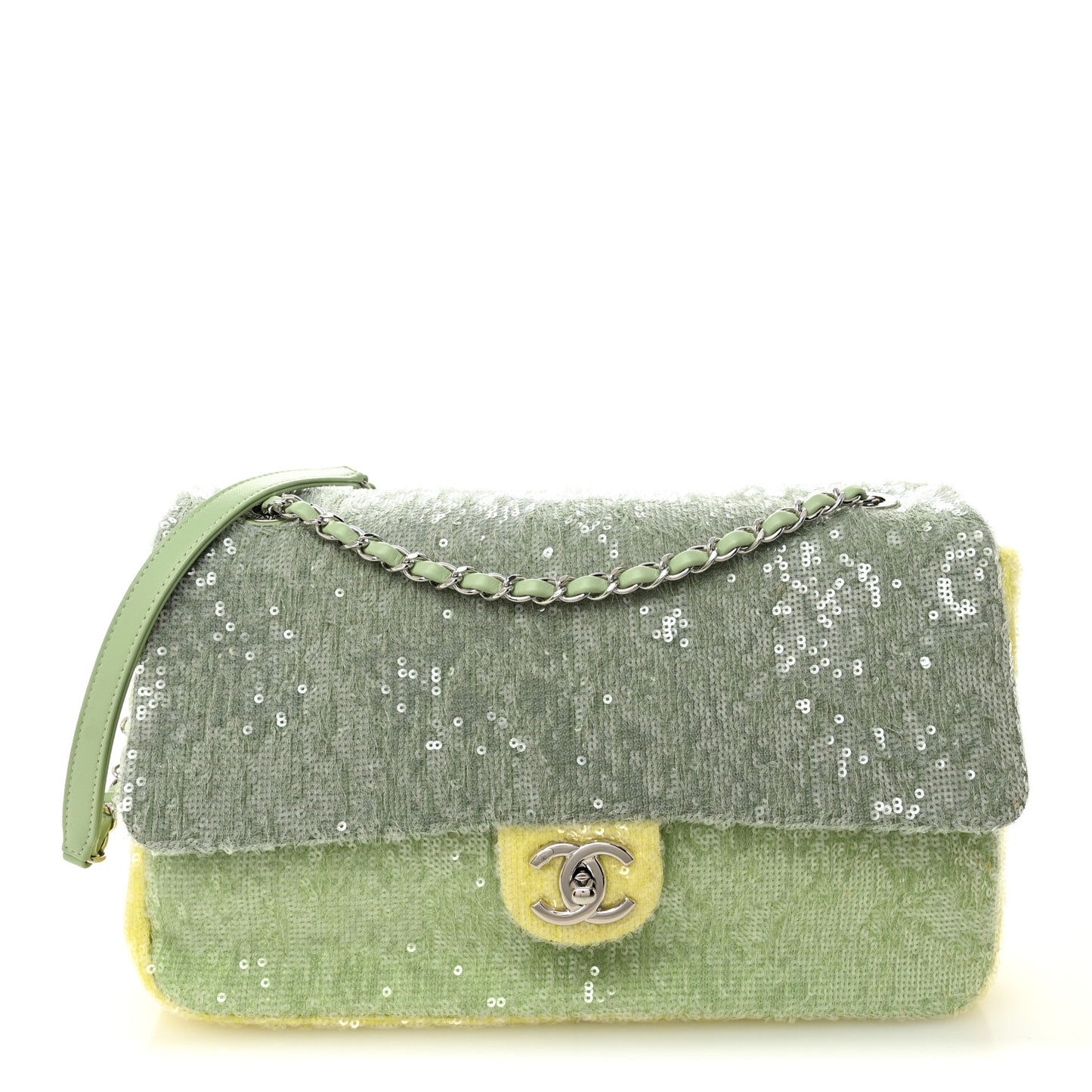 Sequin Large Waterfall Flap Green Light Green Yellow