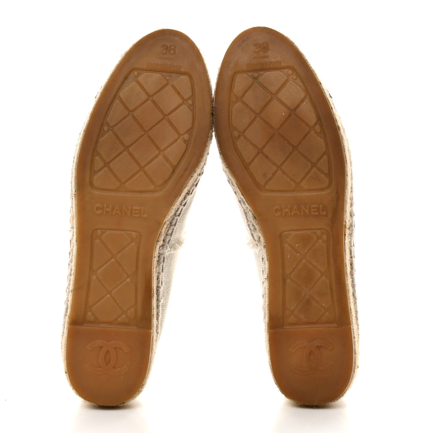 Chanel Linen CC Espadrilles 38 Beige Black 5 of 11