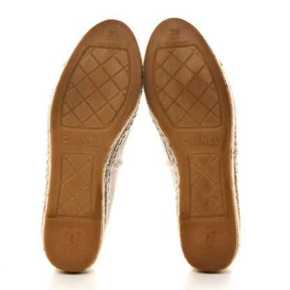 Chanel Linen CC Espadrilles 38 Beige Black 5 of 11