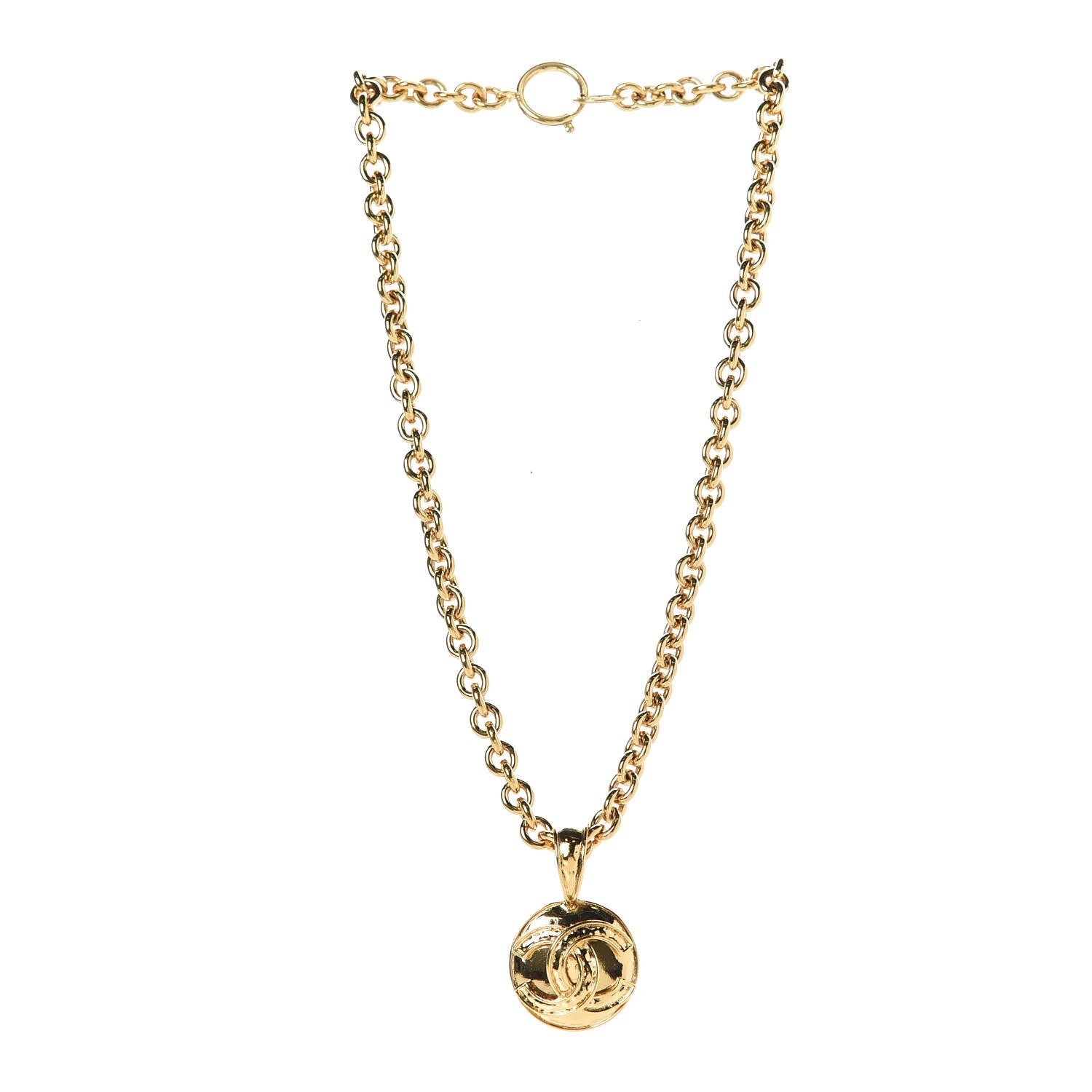 Chanel CC Pendant Necklace Gold 3 of 7