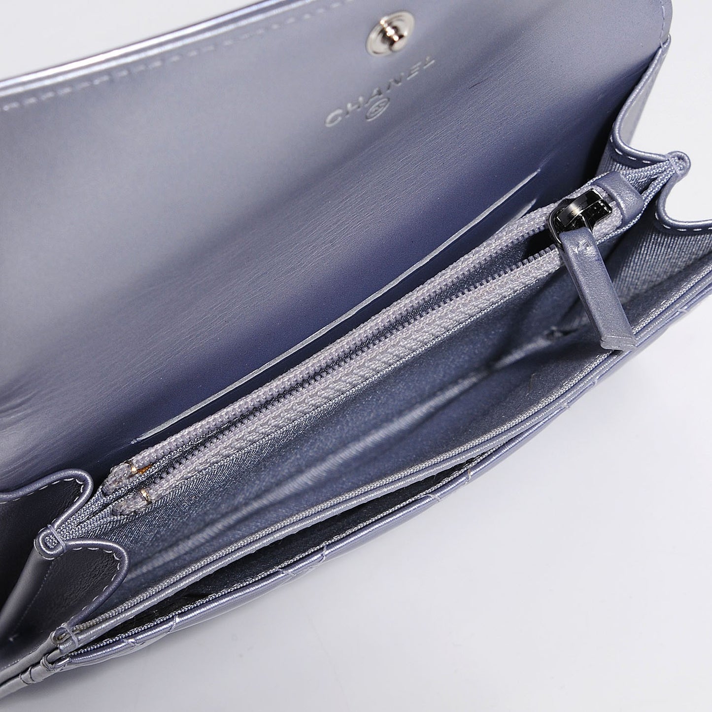 Patent Calfskin Quilted Boy Card Holder Wallet Purple