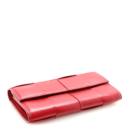 Bottega Veneta Lambskin Maxi Intreccio Cassette Flap Wallet Dark Red 4 of 6