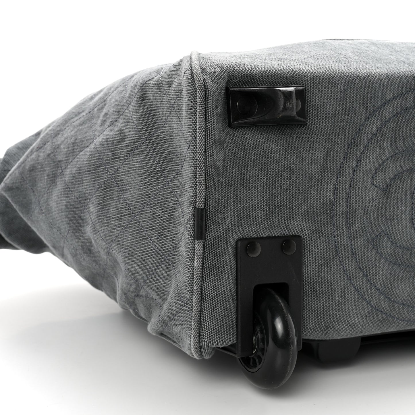 Washed Toile Calfskin Quilted Trolley Black