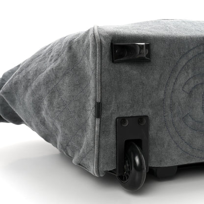 Chanel Washed Toile Calfskin Quilted Trolley Black 9 of 10