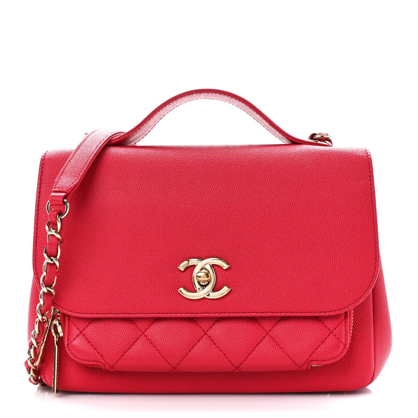Caviar Quilted Medium Business Affinity Flap Red