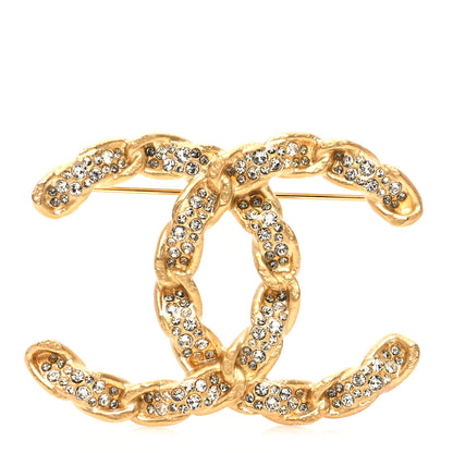 Chanel Metal Crystal CC Brooch Pin Gold Grey 1 of 4