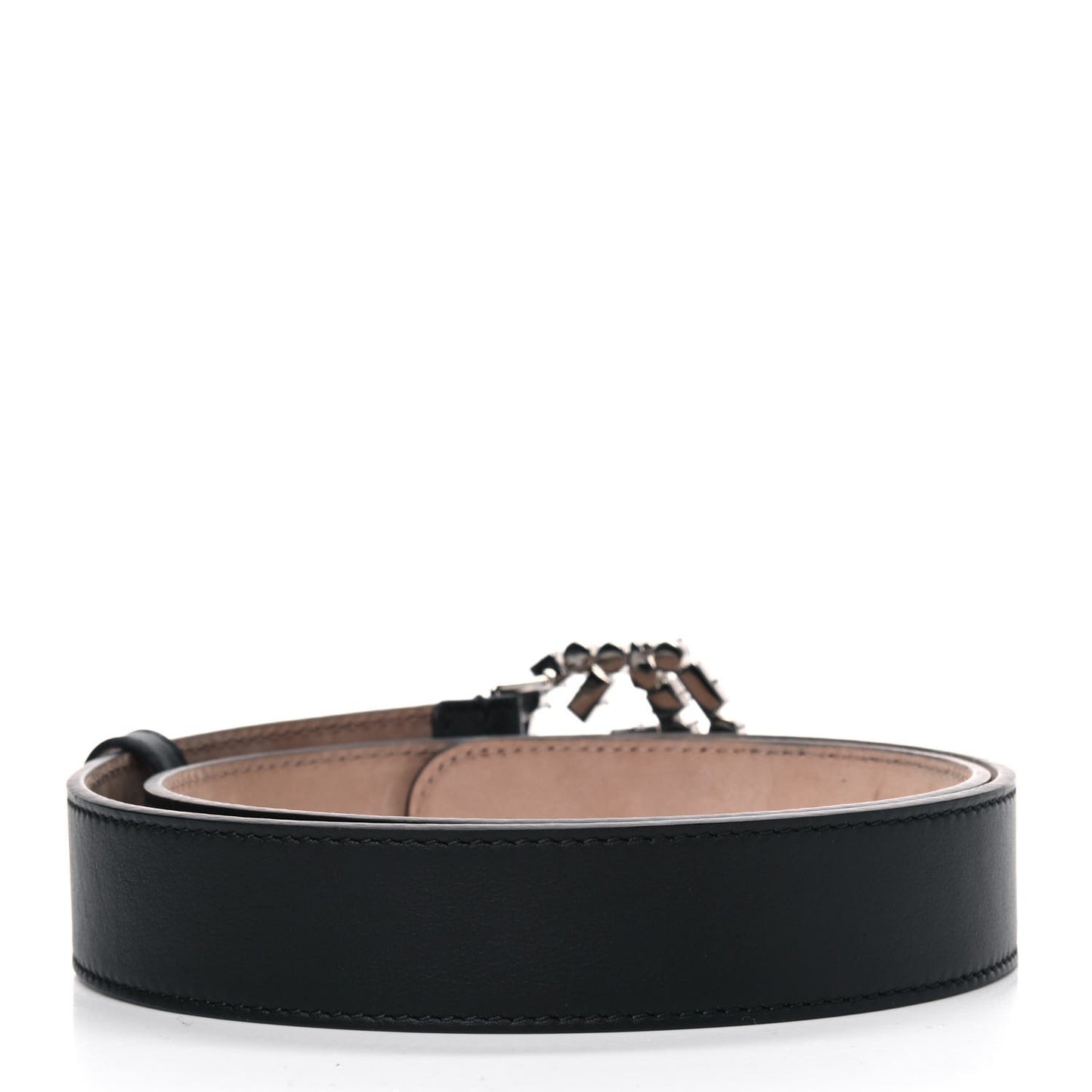 Calfskin Crystal Interlocking G Belt 80 32 Black