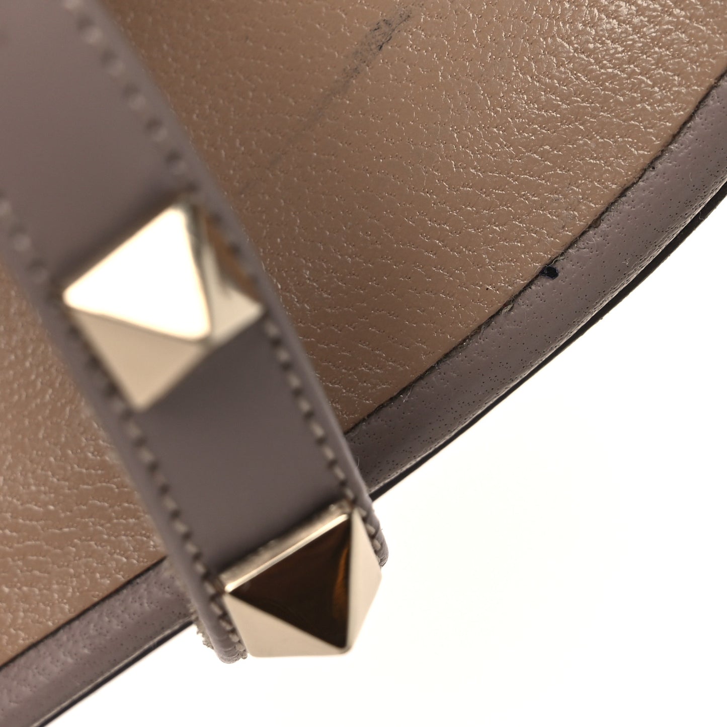 Calfskin Rockstud Caged Flat Slide Sandals 37.5 Poudre