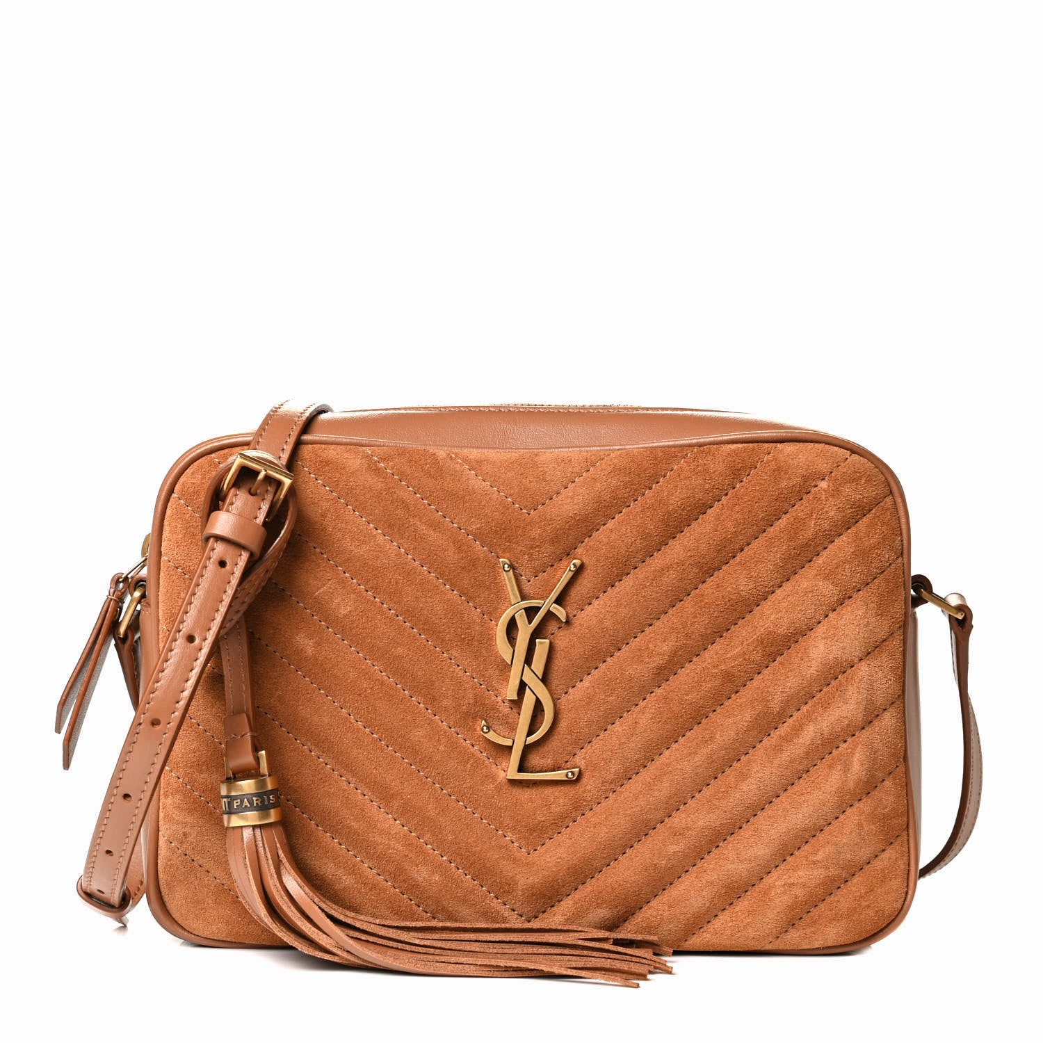 Saint Laurent Suede Matelasse Monogram Lou Camera Bag Cinnamon 1 of 5