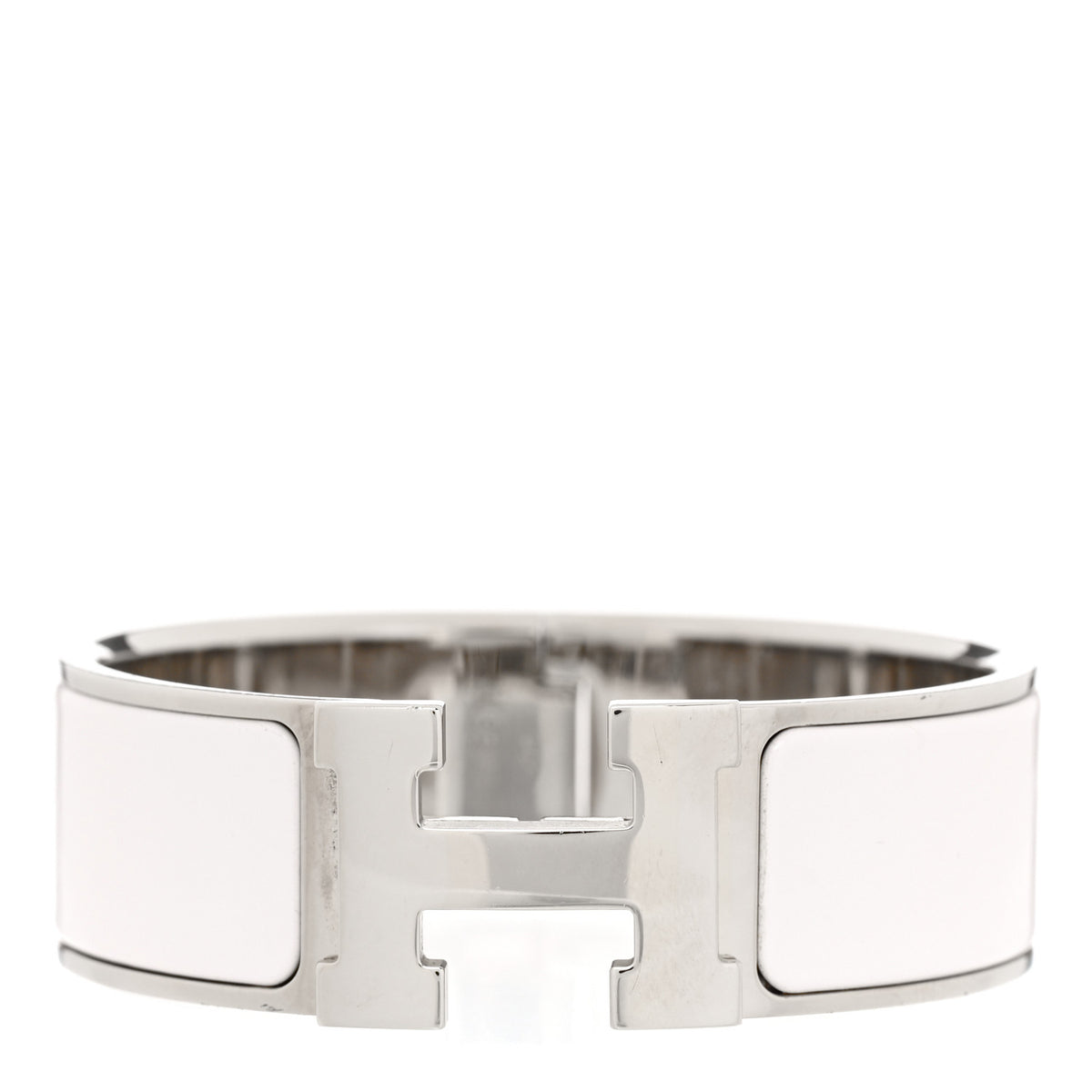 Enamel Wide Clic Clac H Bracelet GM White
