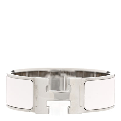 Hermes Enamel Wide Clic Clac H Bracelet GM White 1 of 4