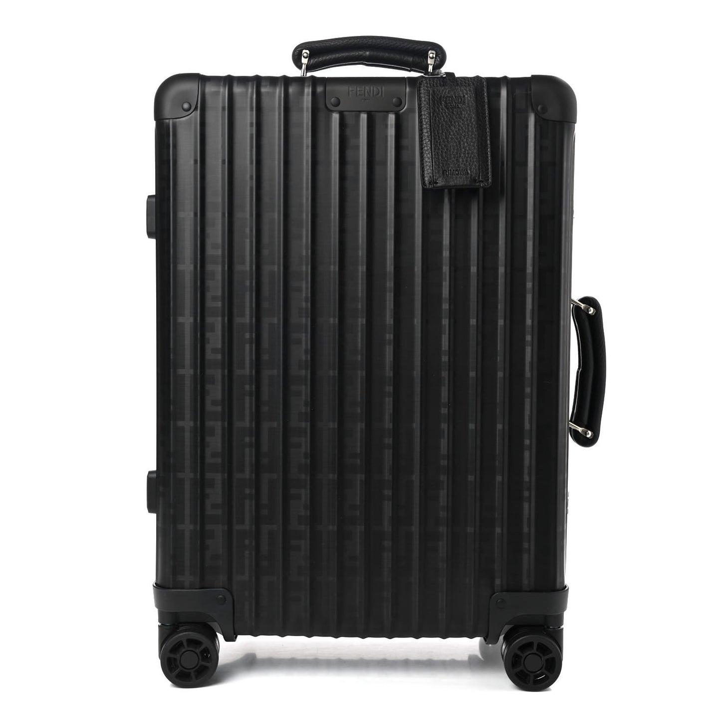 X RIMOWA Aluminum FF Print Roll Away Carry On Luggage Black
